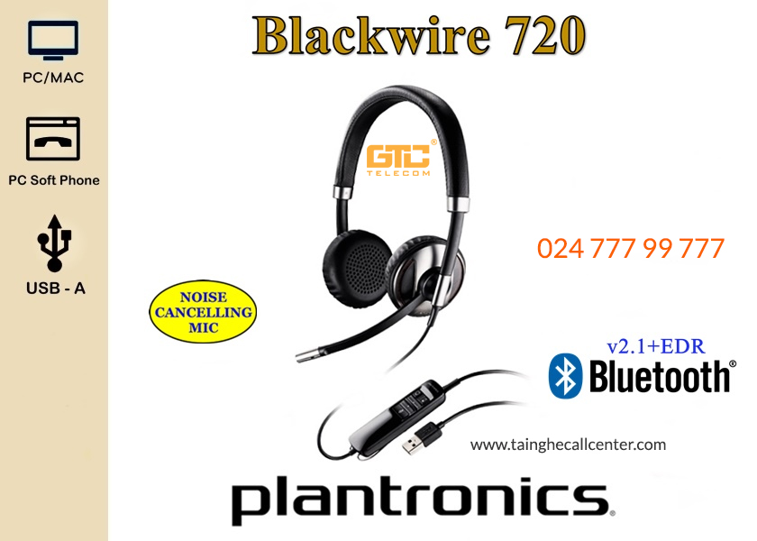 Tai nghe Plantronic Blackwire C720 kết nối CP qua USB