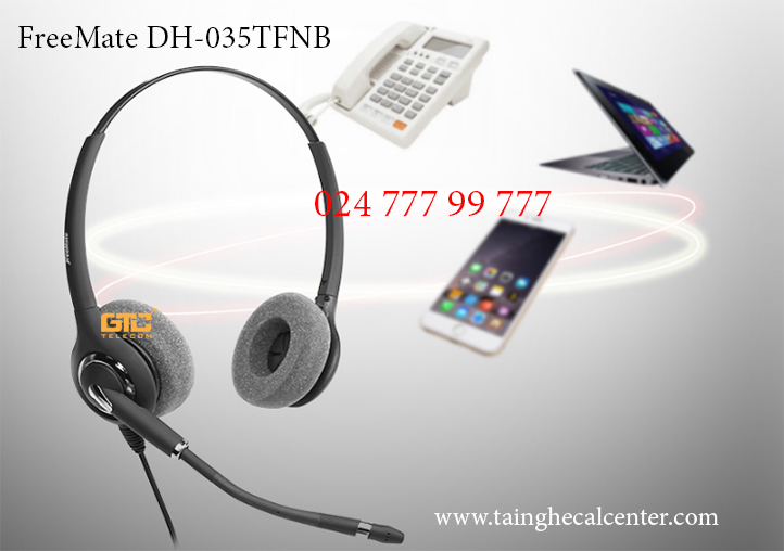 Tai nghe FreeMate DH-035TFNB lý tưởng cho các callcenter, điện thoại viên làm việc trong môi trường ồn ào