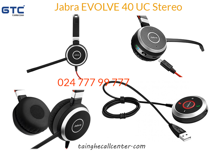 Jabra Evolve 40 UC Stereo tai nghe chất lượng cao cho các callcenter