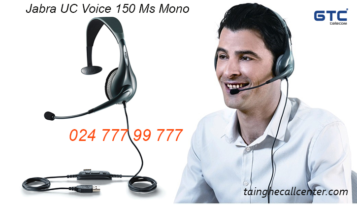 Tai nghe jabra uc voice 150 ms mono thích hợp cho các callcenter