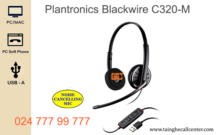 Tai nghe Plantronics C320M thiết kế bền, đẹp, gọn nhẹ chuyên dụng cho trung tâm chăm sóc khách hàng