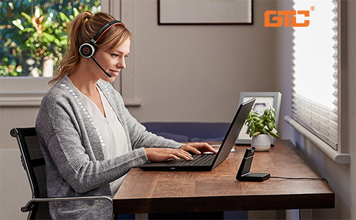 Working from home with Jabra headphones