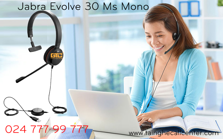 tai nghe Jabra Evolve 30 MS Mono thích hợp cho học tập và làm việc online